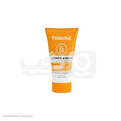 کرم ضد آفتاب ترینوا TRINOVA SPF50 بي رنگ مناسب انواع پوست حجم 50 میلی لیتر