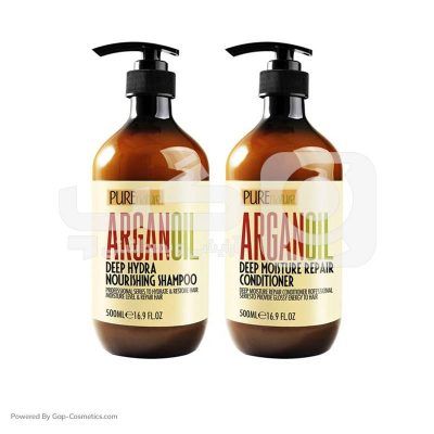 پک شامپو و ماسک مو ارگان تقویت کننده و ترمیم کننده پیورنیچر PURE NATUREحاوی آرگان حجم 500 میلی لیتر