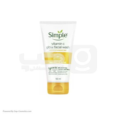ژل شستشوی روشن کننده ی سیمپل SIMPLE مدل GLOW مناسب انواع پوست حجم 150 میلی لیتر