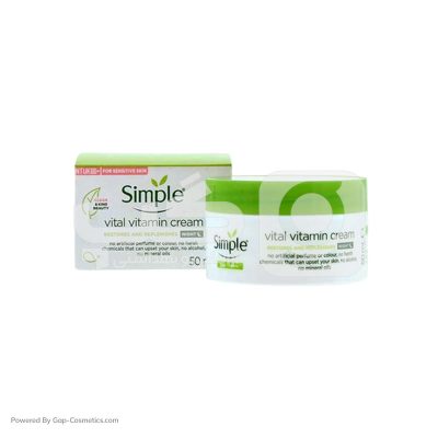 کرم شب ویتال سیمپل SIMPLE مناسب پوست خشک و نرمال و مختلط حجم 50 میلی لیتر