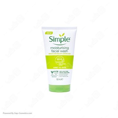 ژل شستشوی صورت سیمپل SIMPLE مدل MOISTURISING مناسب انواع پوست حجم 150 میلی لیتر