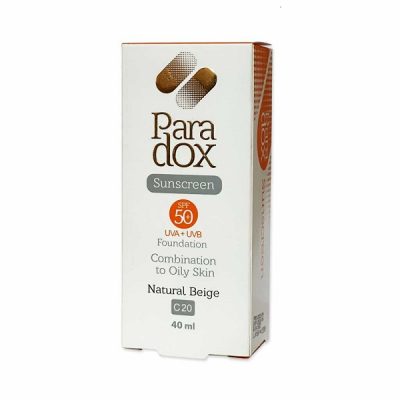 کرم ضد آفتاب رنگی SPF50+رنگ c20  مناسب پوست مختلط تا چرب پارادوکس Sunscreen Cream SPF50+ Tinted For Combination to Oily Skin Paradox